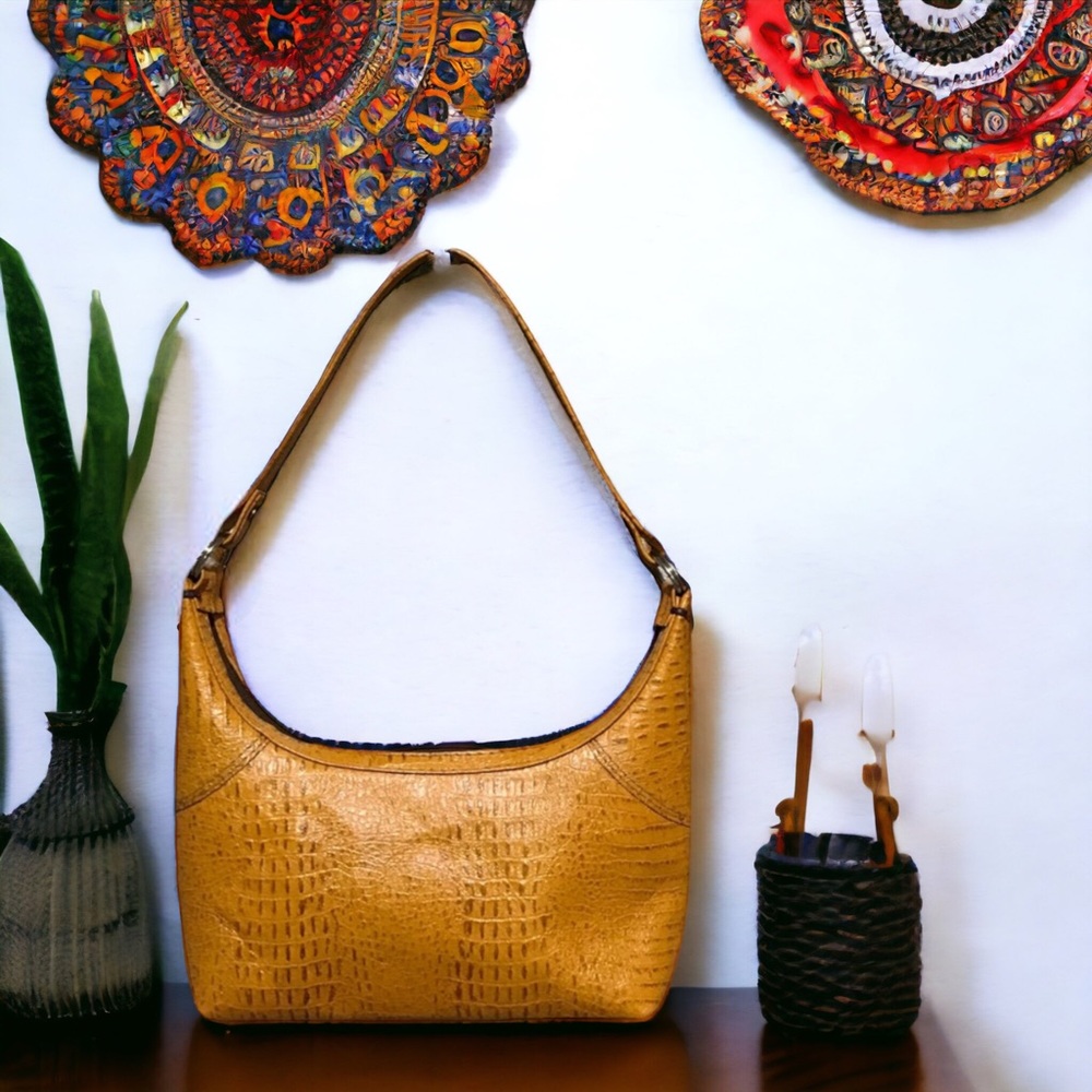 Crocodile Embossed Mini Hobo Handbag